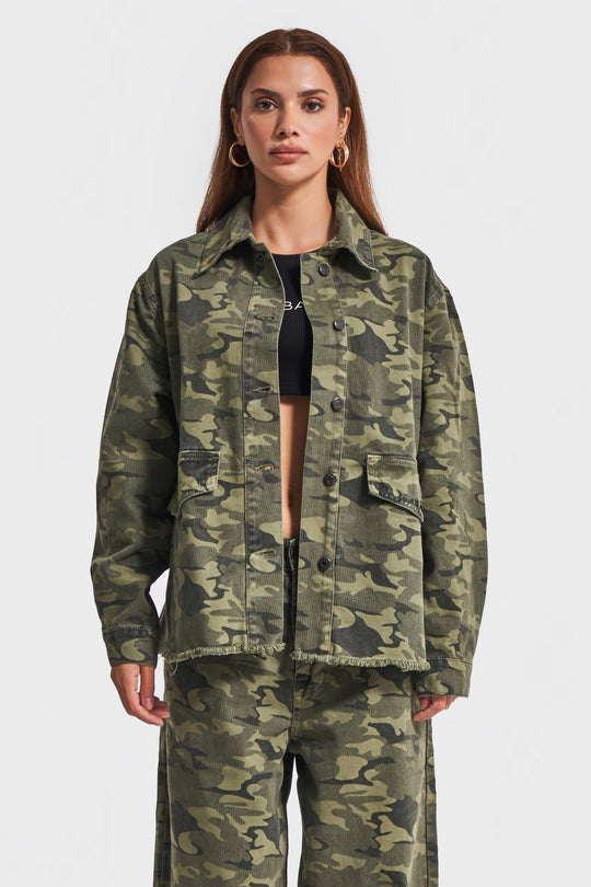 Routines Camouflage Oversized Denim Jacket 3473 Jacket Routines Fashion