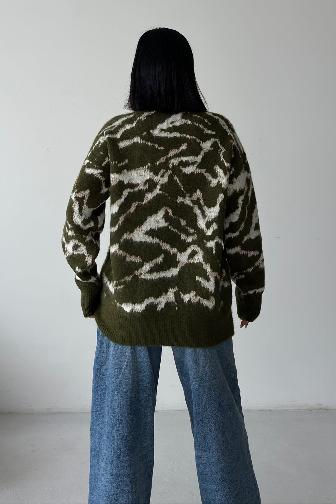 Routines Camouflage Oversized Knit - Army Green 0138 Knit Routines Fashion