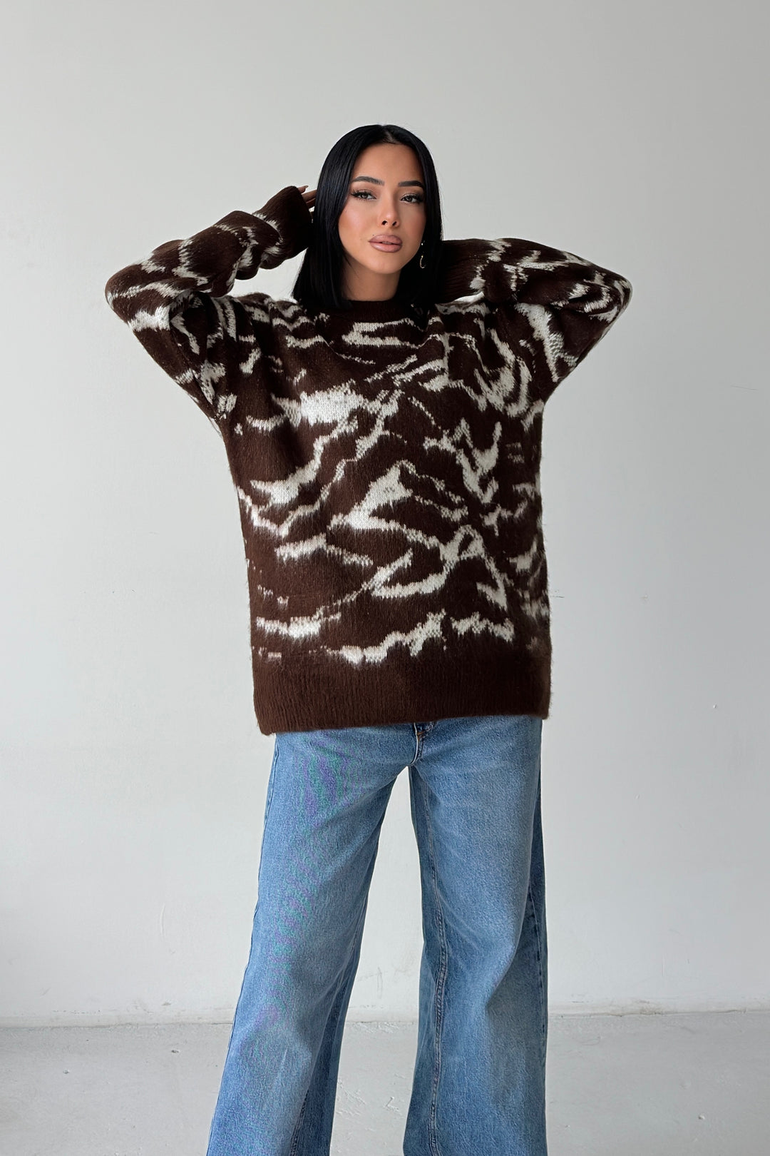 Routines Camouflage Oversized Knit - Brown 0138 Knit Routines Fashion