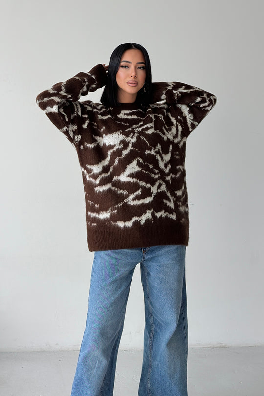 Routines Camouflage Oversized Knit - Brown 0138 Knit Routines Fashion