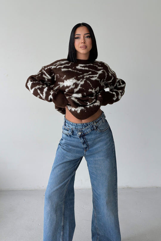 Routines Camouflage Oversized Knit - Brown 0138 Knit Routines Fashion