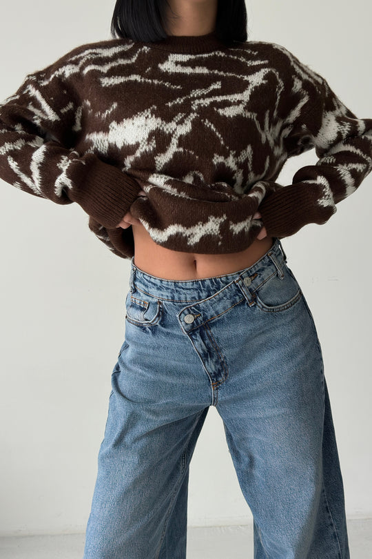 Routines Camouflage Oversized Knit - Brown 0138 Knit Routines Fashion