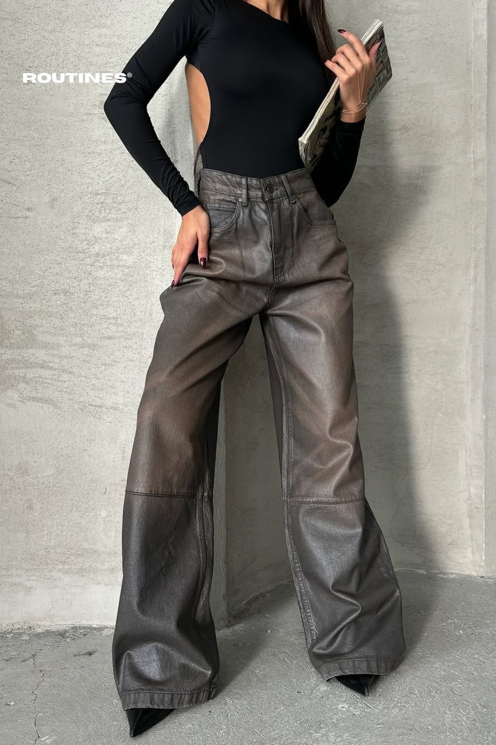 Routines Coated Vintage Baggy Jeans 1385-1 Jeans Routines Fashion