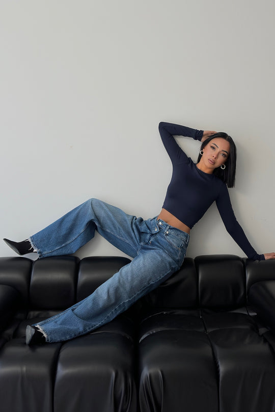 Routines Cross Button Jeans - Dark Blue 3608 Jeans Routines Fashion