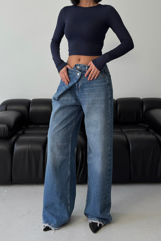 Routines Cross Button Jeans - Dark Blue 3608 Jeans Routines Fashion