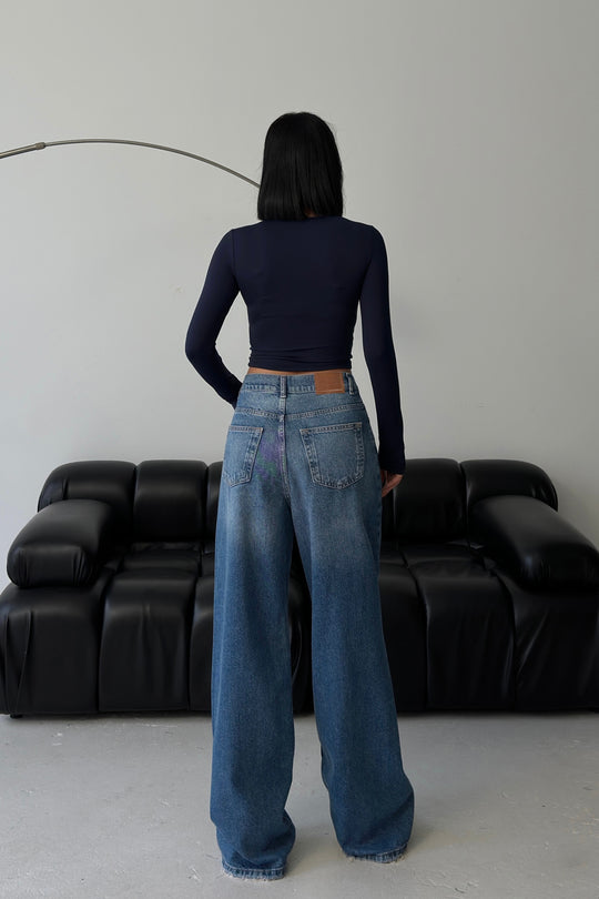 Routines Cross Button Jeans - Dark Blue 3608 Jeans Routines Fashion