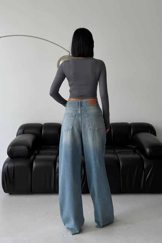 Routines Cross Button Jeans - Vintage Blue 3608 Jeans Routines Fashion