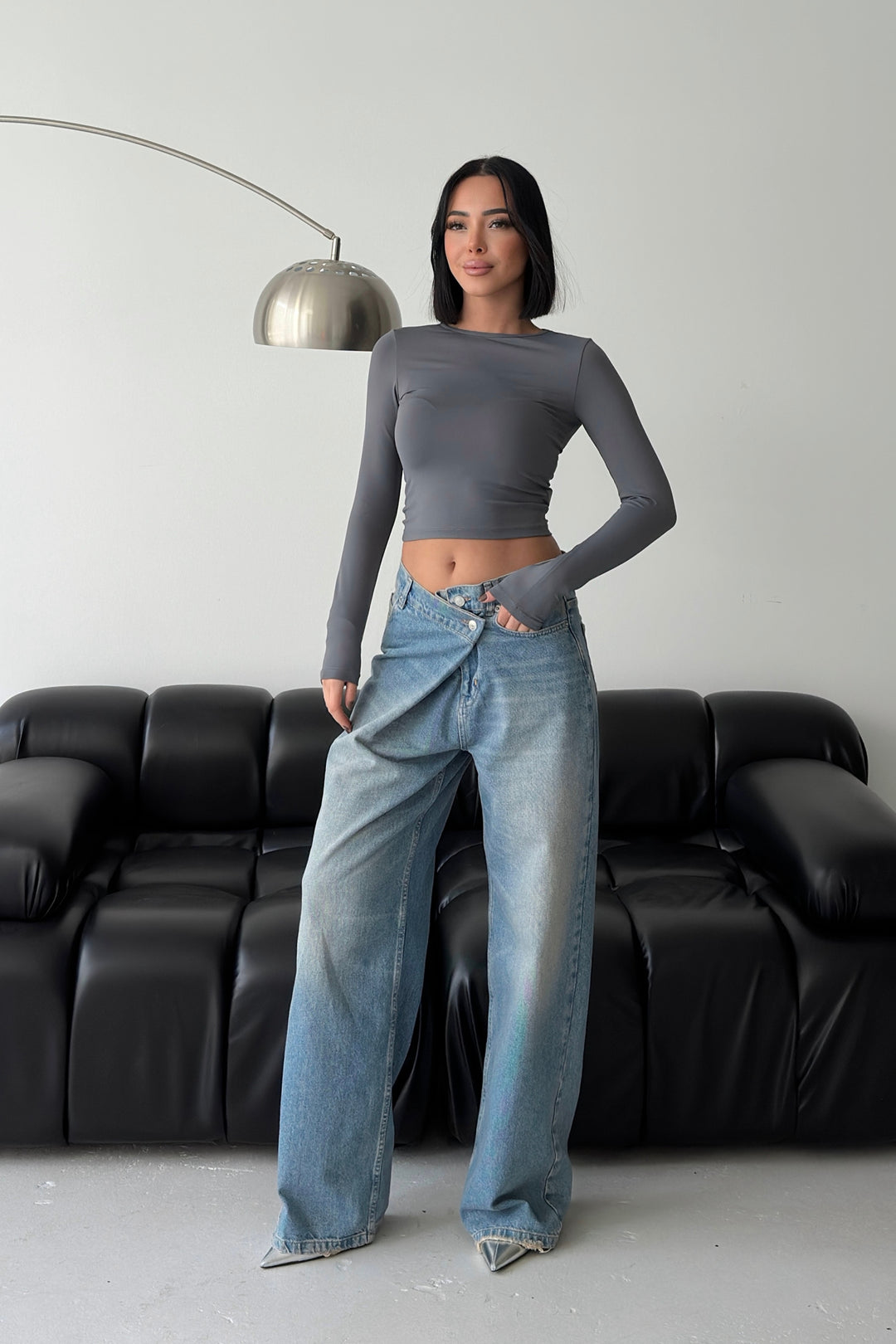 Routines Cross Button Jeans - Vintage Blue 3608 Jeans Routines Fashion