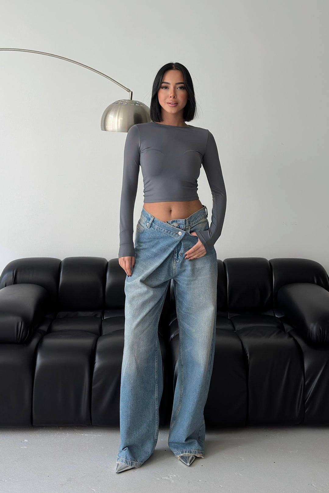 Routines Cross Button Jeans - Vintage Blue 3608 Jeans Routines Fashion