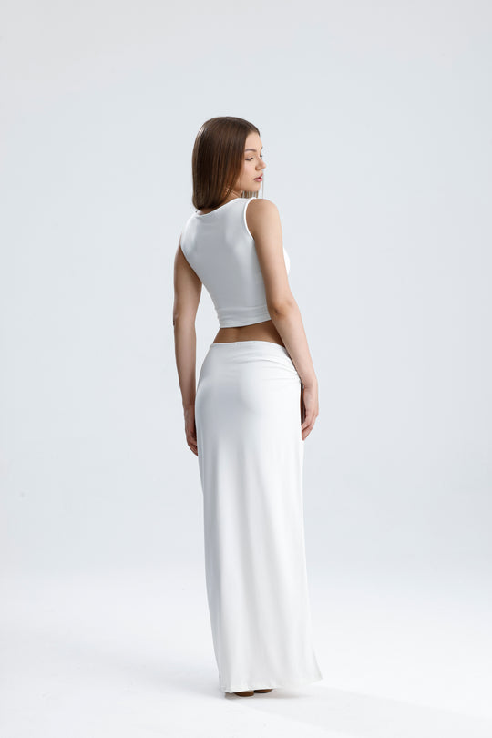 Routines Cutout Two Piece Skirt Set - White 1565 Set Routines Fashion