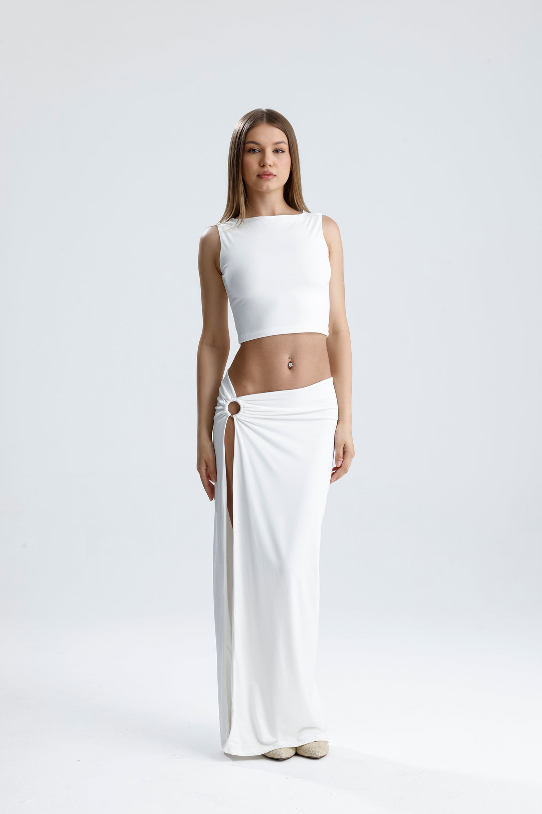 Routines Cutout Two Piece Skirt Set - White 1565 Set Routines Fashion