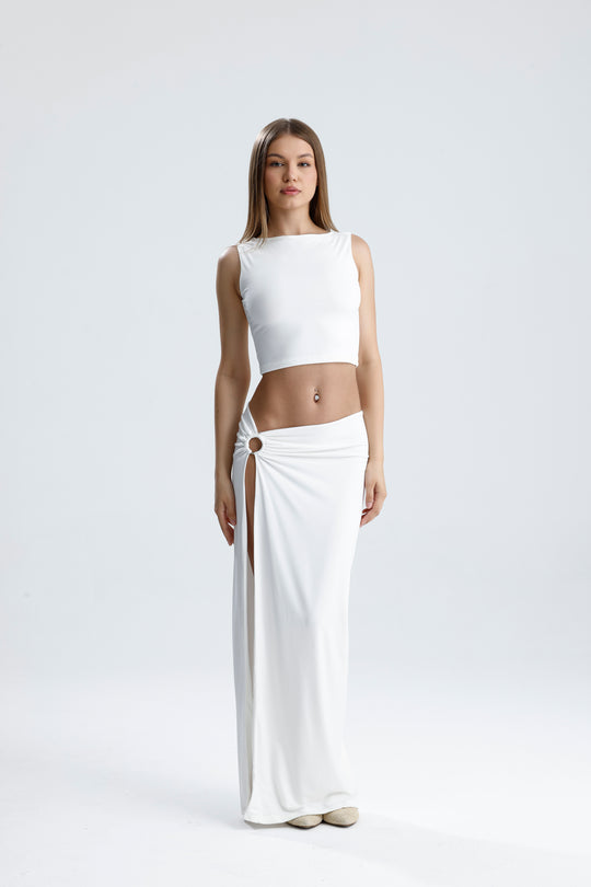 Routines Cutout Two Piece Skirt Set - White 1565 Set Routines Fashion