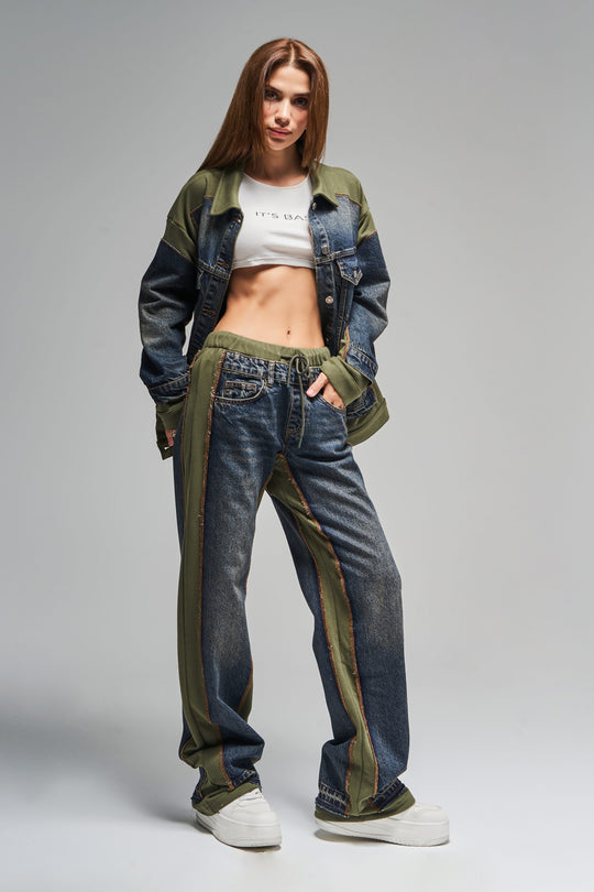 Routines Denim Knitted Oversized Jacket - Army Green 3537 Jacket Routines Fashion