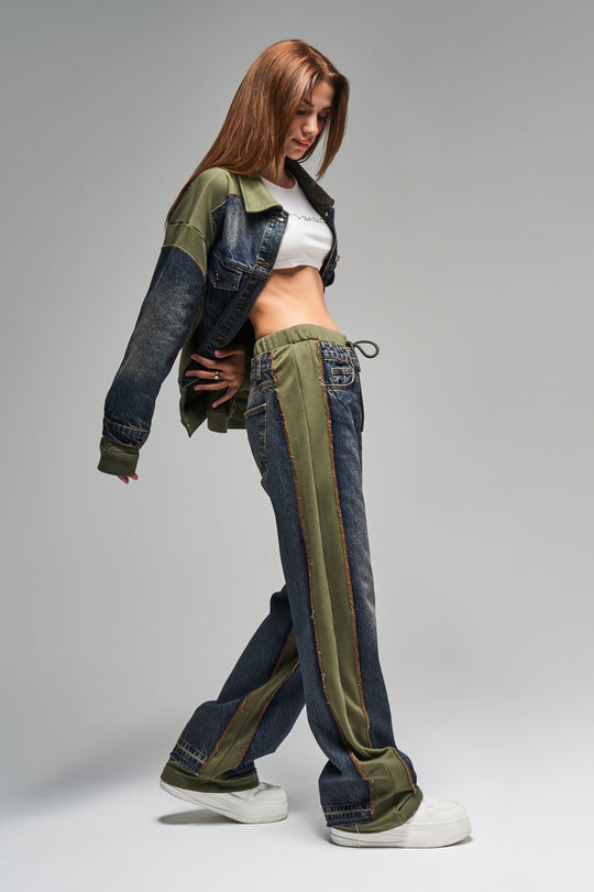 Routines Denim Knitted Oversized Jacket - Army Green 3537 Jacket Routines Fashion