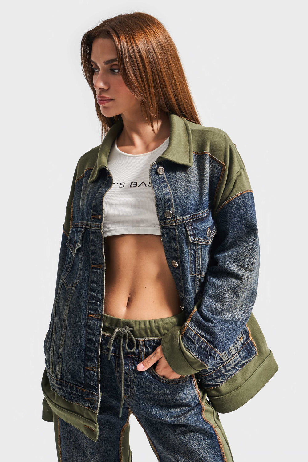 Routines Denim Knitted Oversized Jacket - Army Green 3537 Jacket Routines Fashion