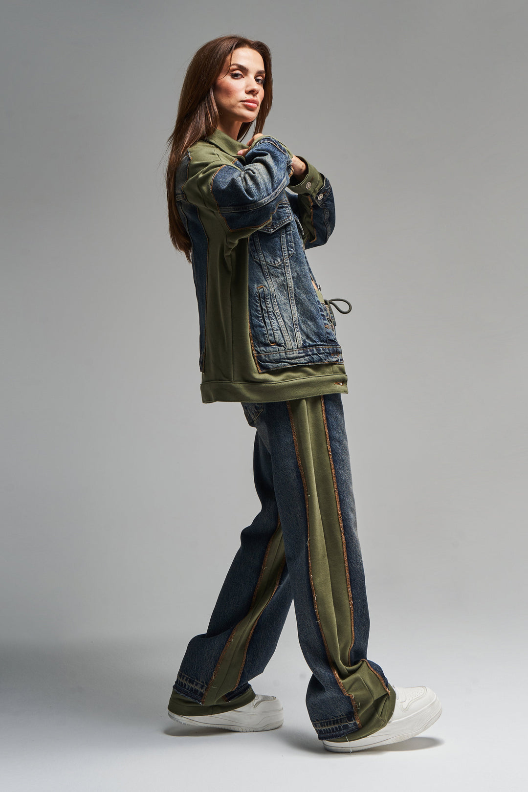 Routines Denim Knitted Oversized Jacket - Army Green 3537 Jacket Routines Fashion