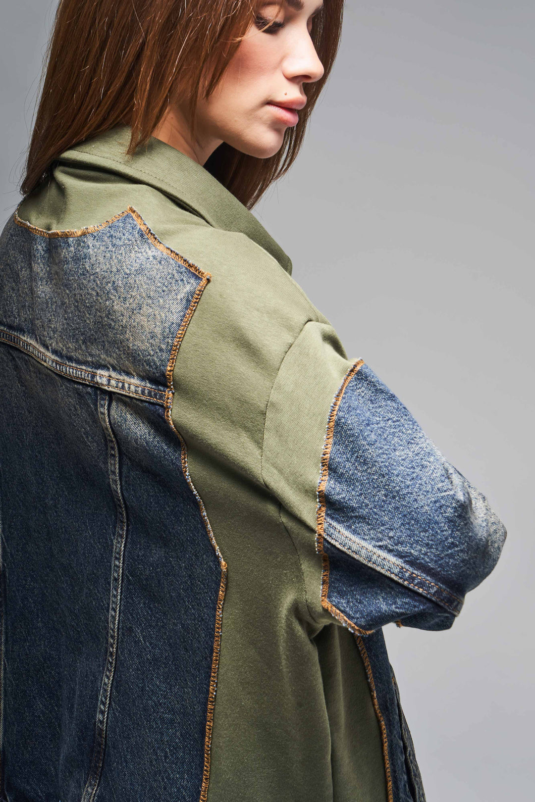Routines Denim Knitted Oversized Jacket - Army Green 3537 Jacket Routines Fashion