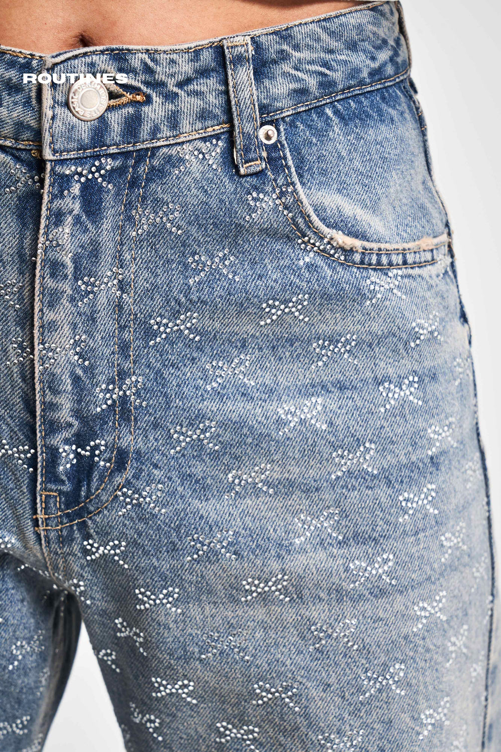 Routines Diamond Bows Straight Jeans 3893-4S5 Jeans Routines Fashion