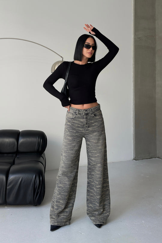 Routines Distressed Baggy Jeans - Grey 4516 Jeans Routines Fashion