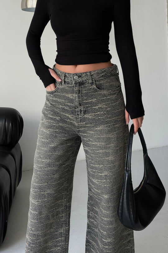 Routines Distressed Baggy Jeans - Grey 4516 Jeans Routines Fashion