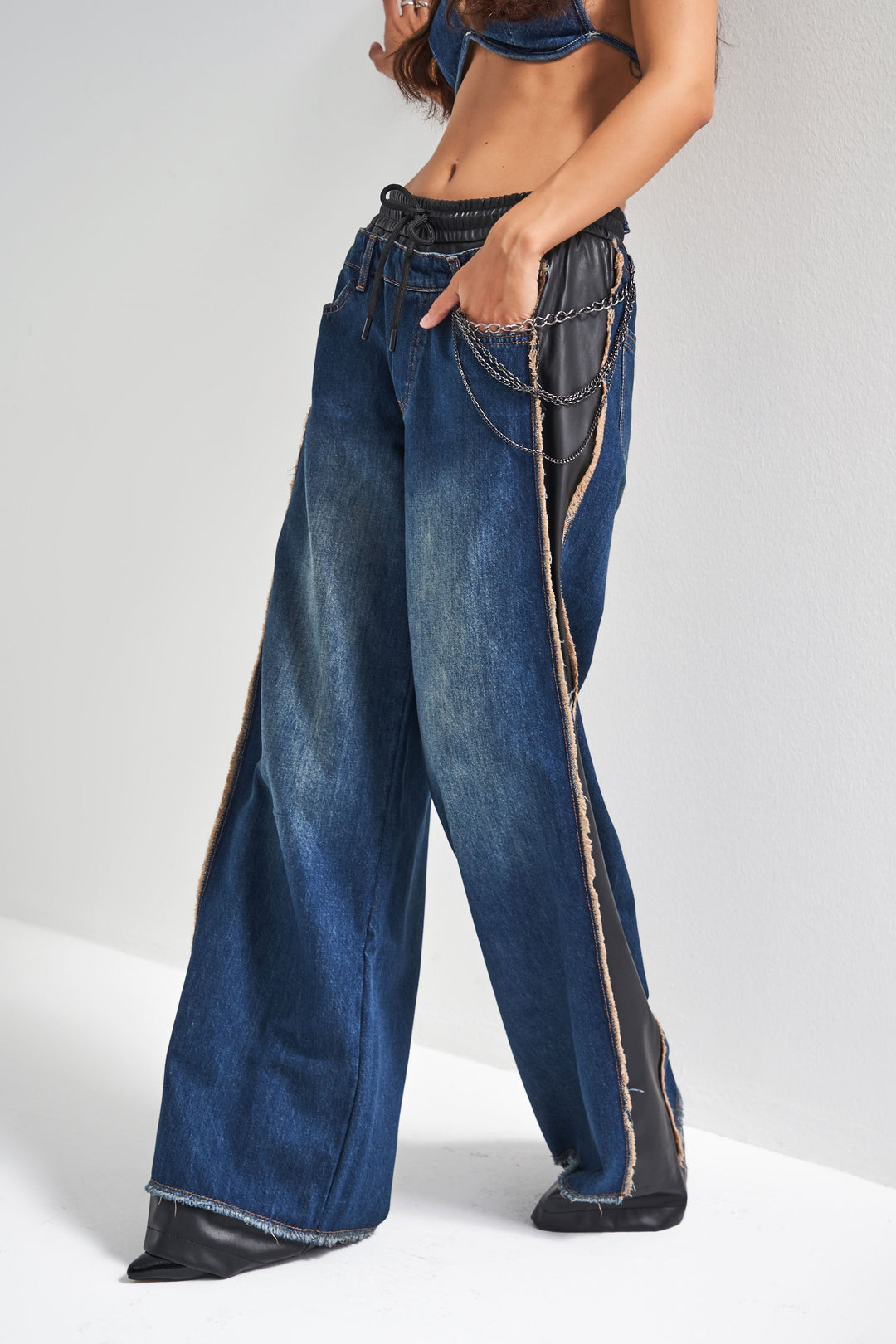 Routines Faux Leather Denim Pants 1704 Pants Routines Fashion