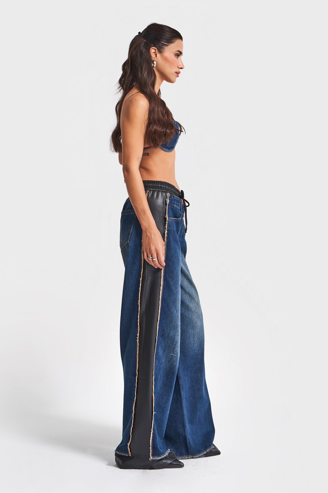 Routines Faux Leather Denim Pants 1704 Pants Routines Fashion