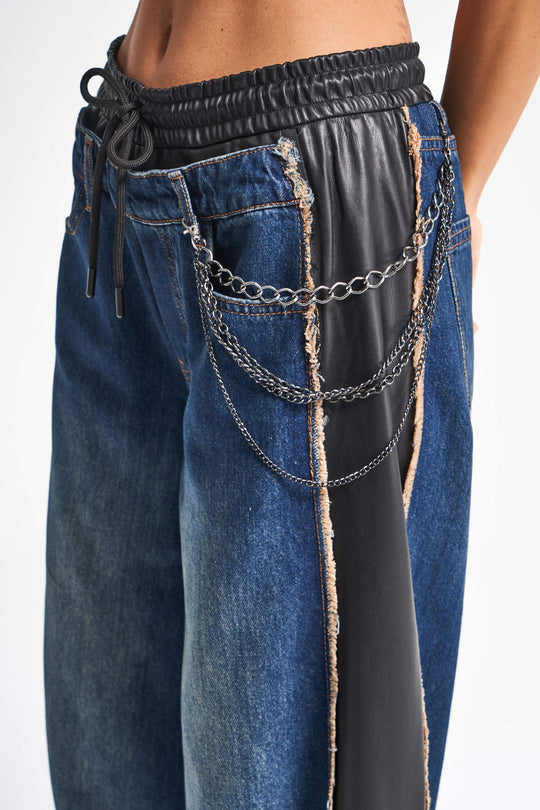 Routines Faux Leather Denim Pants 1704 Pants Routines Fashion