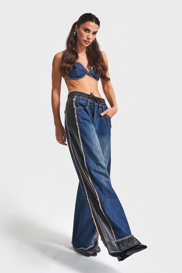 Routines Faux Leather Denim Pants 1704 Pants Routines Fashion