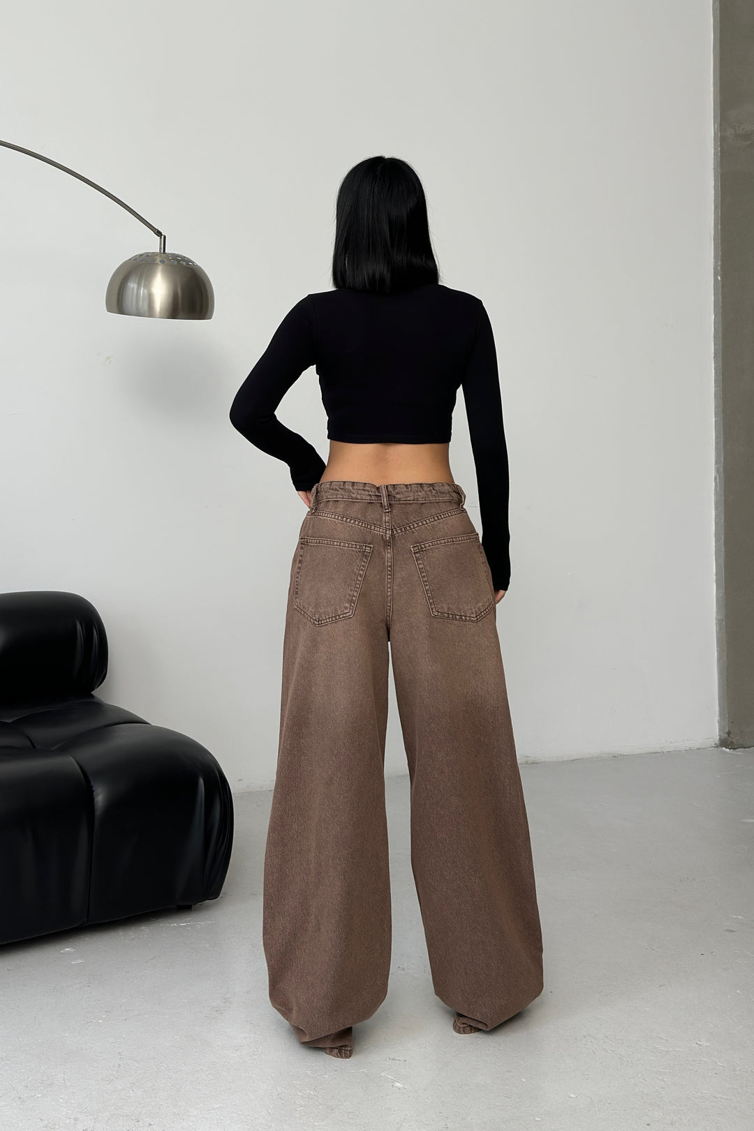 Routines Folded Waist Baggy Jeans - Vintage Brown 1480-5