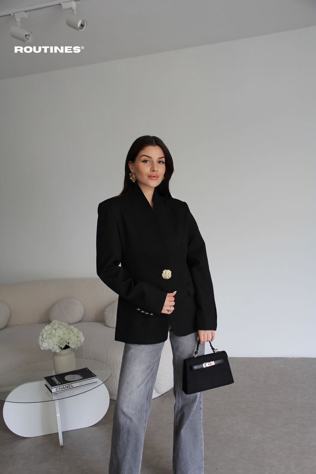 Routines Golden Tailored Blazer - Black 501171 Blazer Routines Fashion