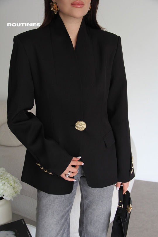 Routines Golden Tailored Blazer - Black 501171 Blazer Routines Fashion