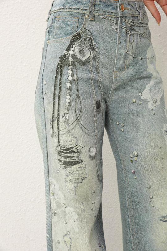 Routines Graffiti Straight Leg Jeans 3558 Jeans Routines Fashion