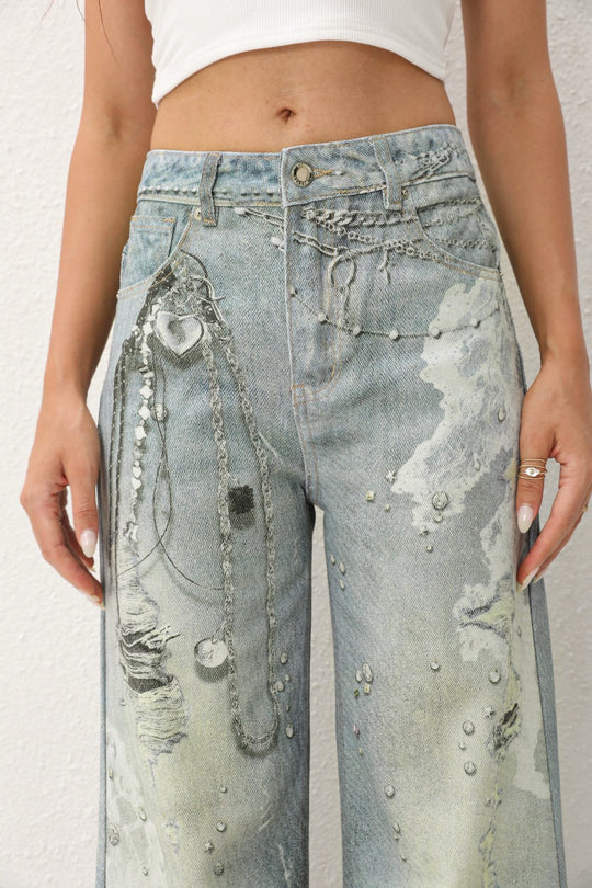 Routines Graffiti Straight Leg Jeans 3558 Jeans Routines Fashion