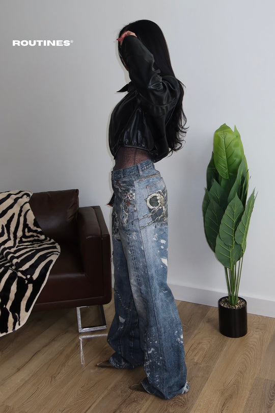 Routines Graffiti Straight Leg Jeans C20 Jeans Routines Fashion