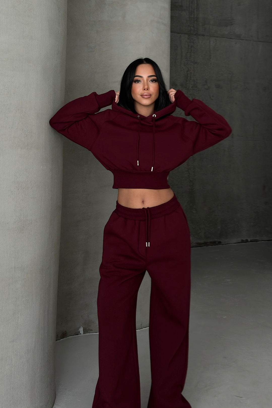 Routines Hooded Tracksuit - Burgundy 3948 Set Routines Fashion