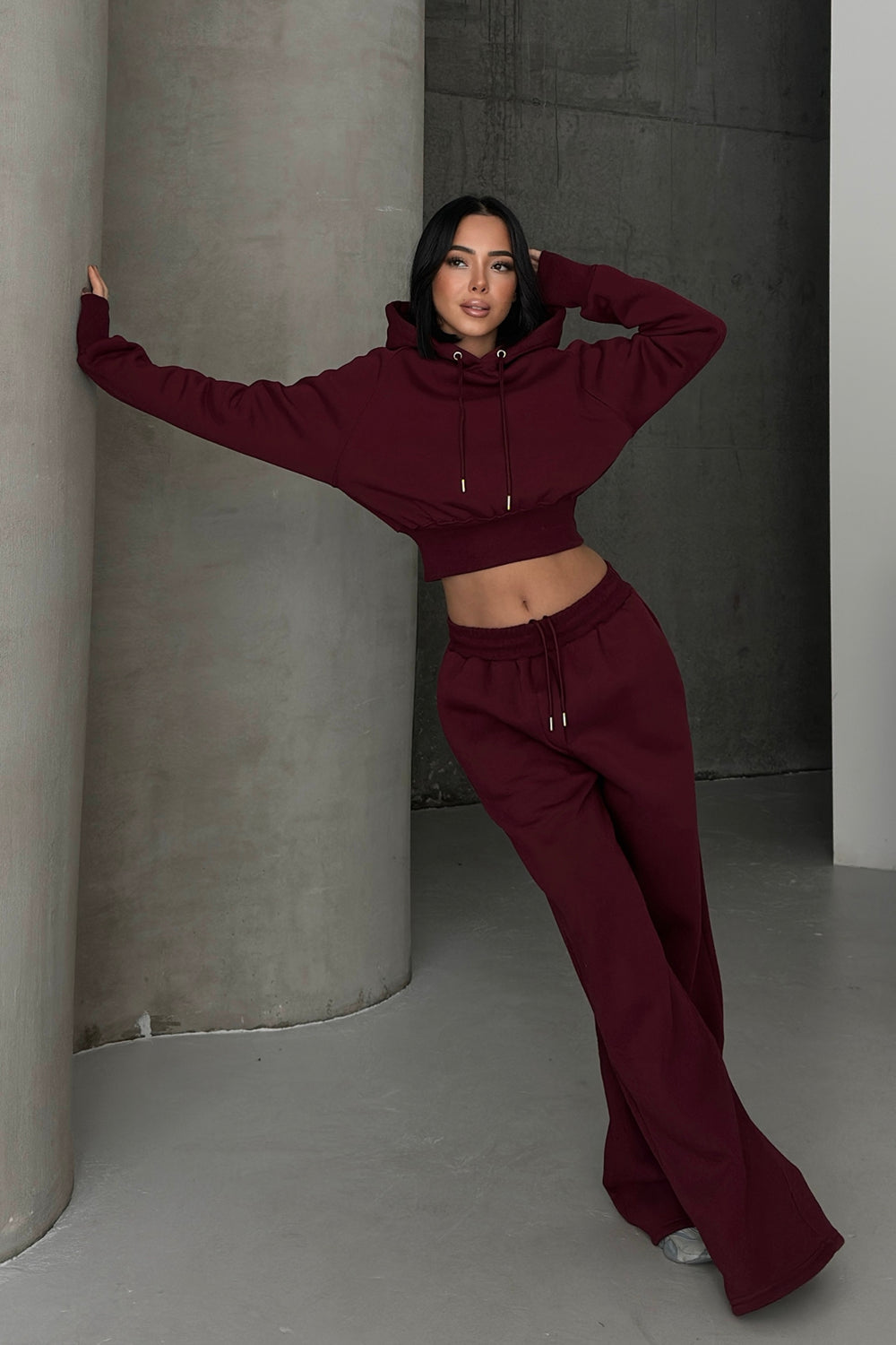 Routines Hooded Tracksuit - Burgundy 3948 Set Routines Fashion