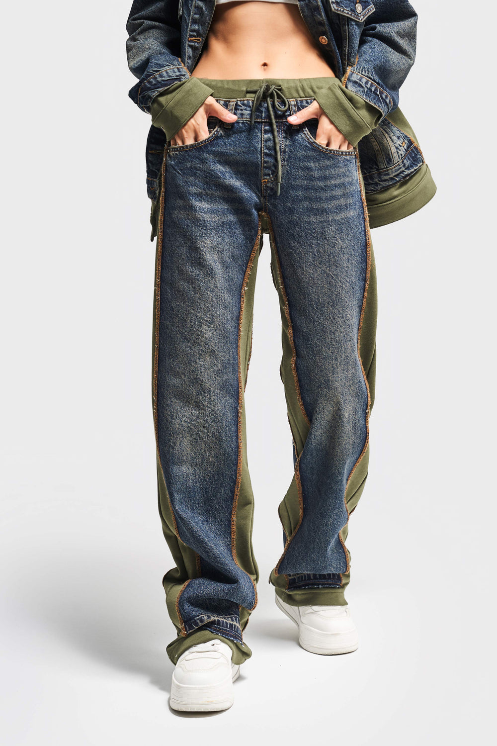 Routines Jogger Denim Straight Pants - Army Green 3538 Pants Routines Fashion
