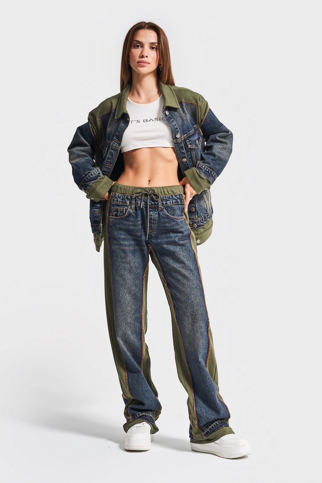 Routines Jogger Denim Straight Pants - Army Green 3538 Pants Routines Fashion