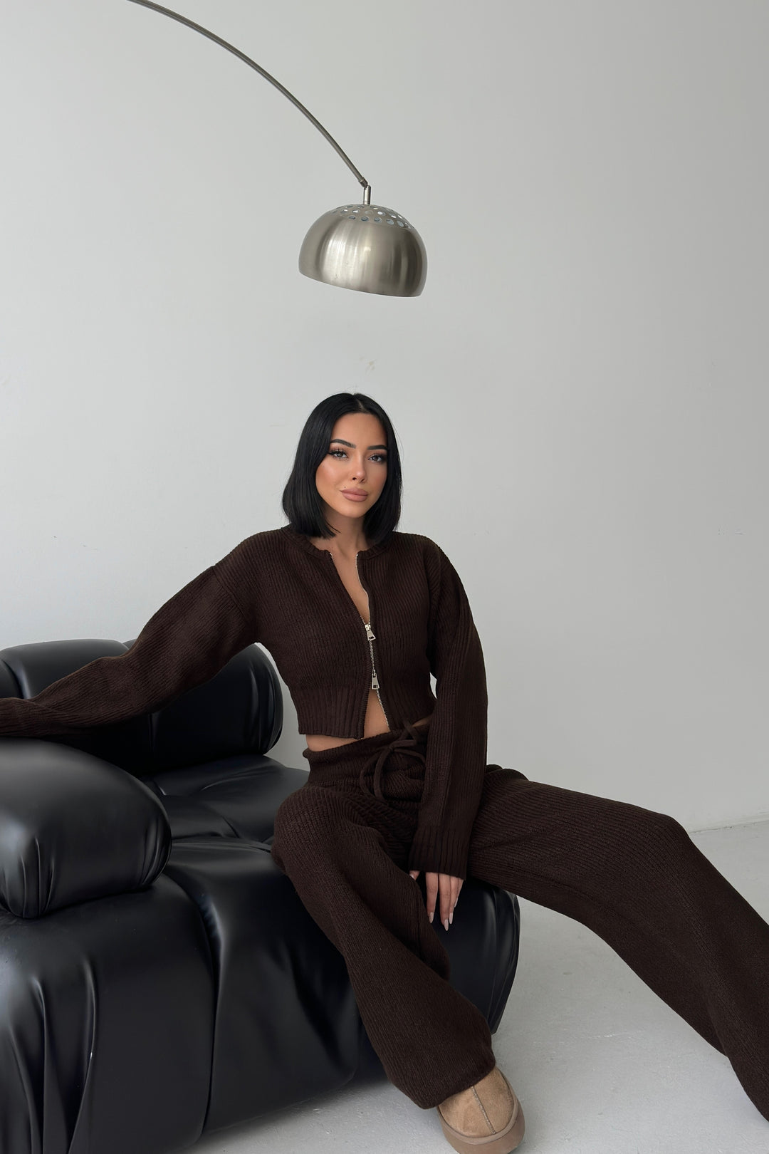 Routines Knitted Zipper Co-ord Set - Brown 3978