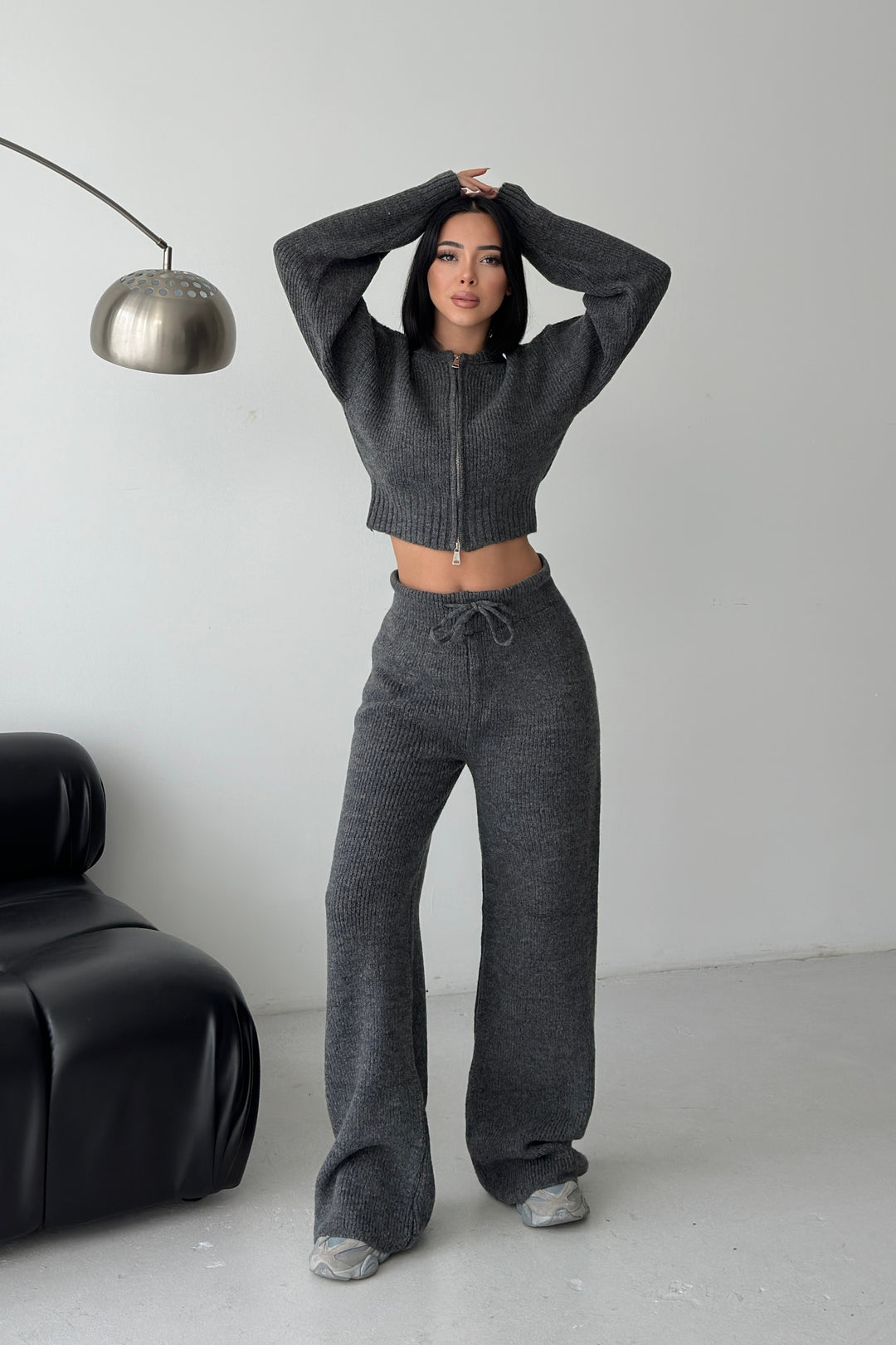 Routines Knitted Zipper Co-ord Set - Grey 3979