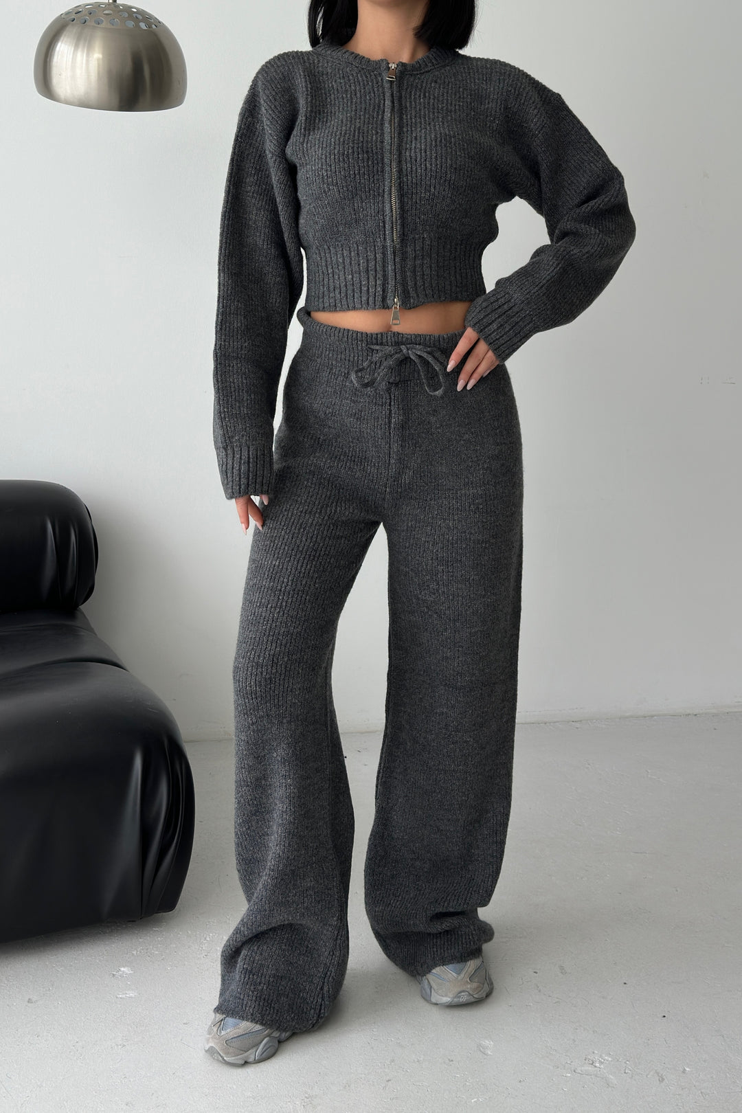 Routines Knitted Zipper Co-ord Set - Grey 3979