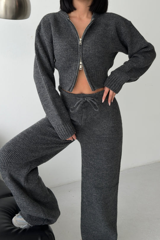 Routines Knitted Zipper Co-ord Set - Grey 3979