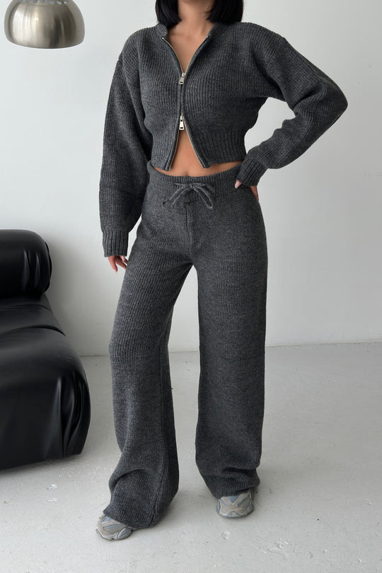 Routines Knitted Zipper Co-ord Set - Grey 3979