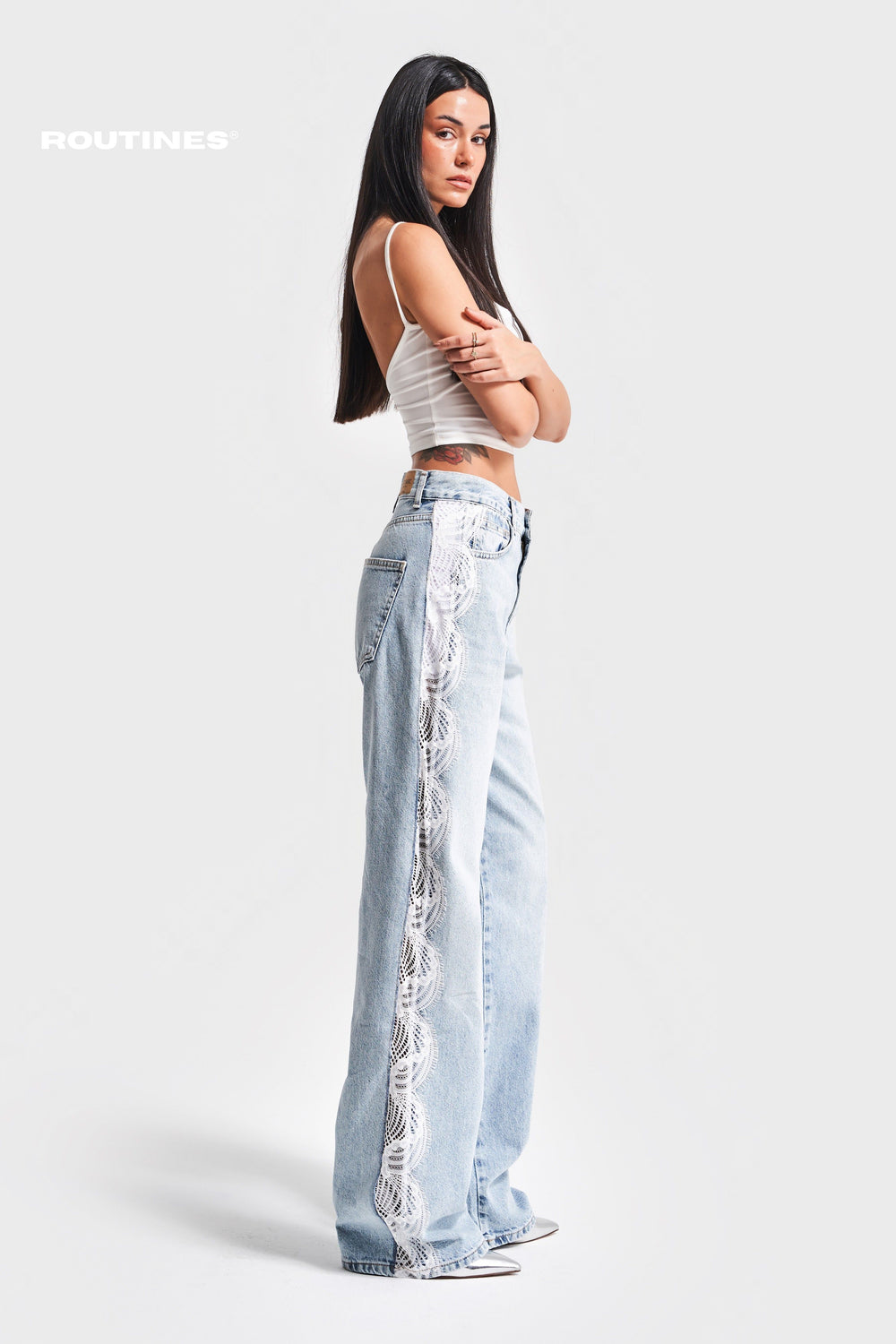 Routines Lace Detailed Straight Leg Jeans 3654 (PRE-ORDER) Jeans Routines Fashion
