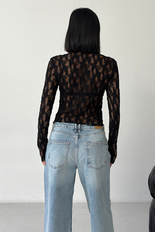 Routines Lace Longsleeve Top - Black 4642