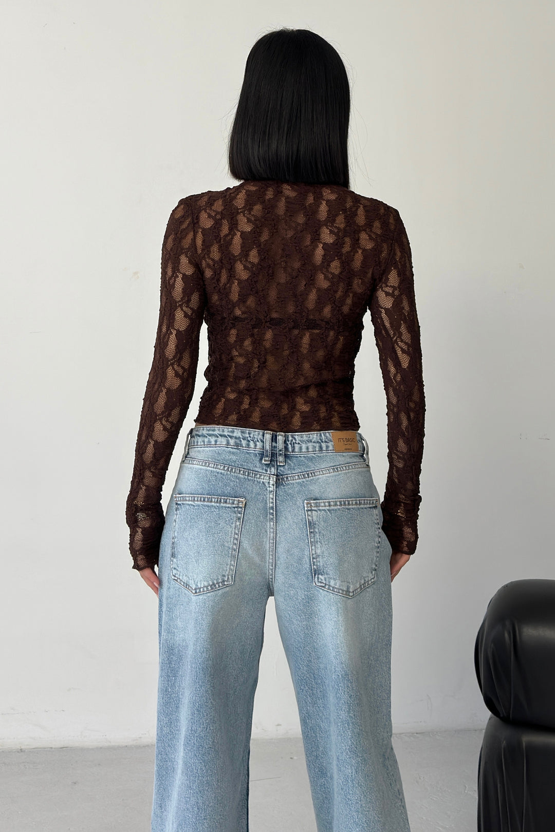 Routines Lace Longsleeve Top - Brown 4640