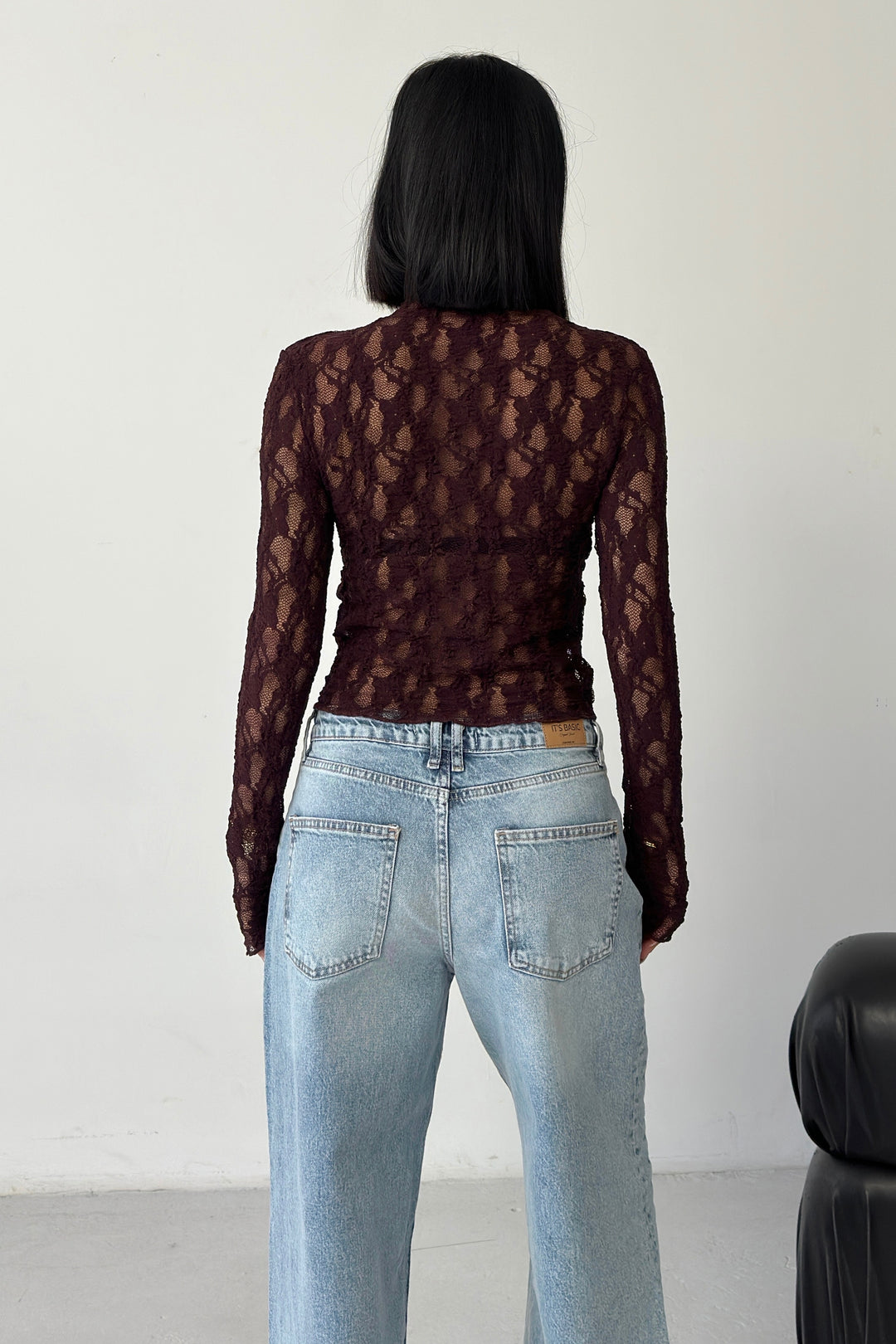 Routines Lace Longsleeve Top - Burgundy 4669