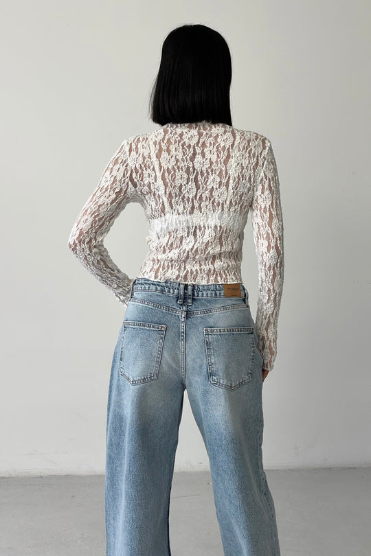 Routines Lace Longsleeve Top - White 4641