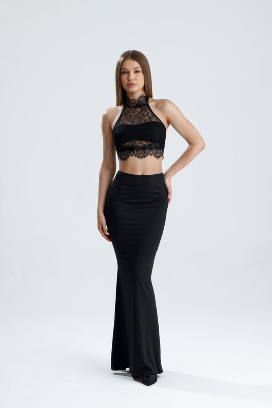 Routines Lace Two Piece Skirt Set - Black 2547 Set Routines Fashion