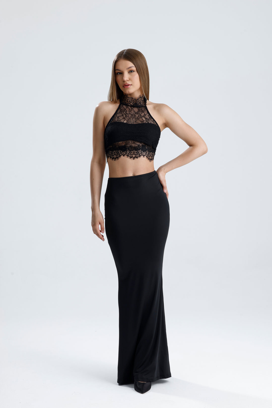 Routines Lace Two Piece Skirt Set - Black 2547 Set Routines Fashion